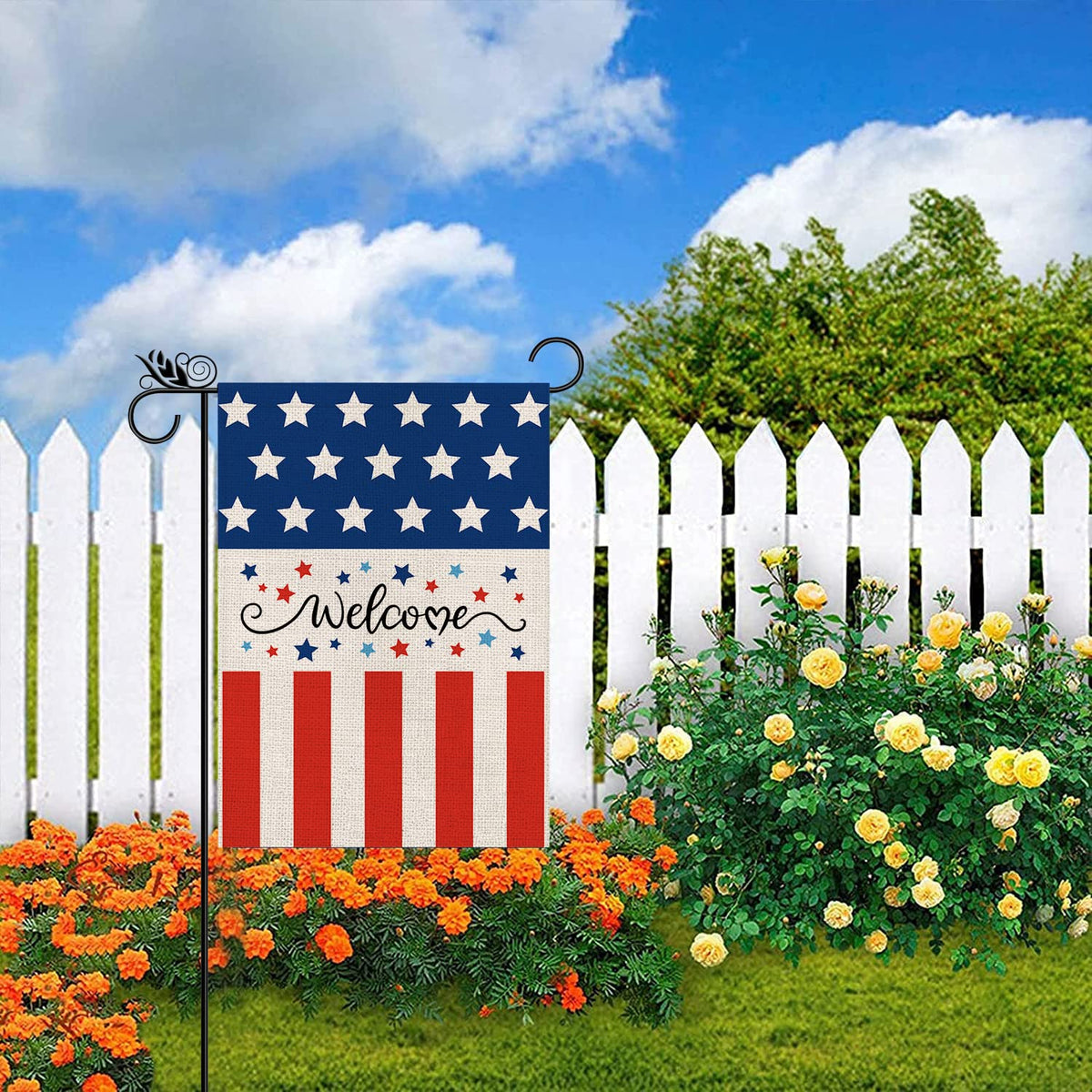 GPGHE weather-resistant polyester flag withstands outdoor use year-round.