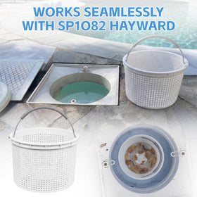 GPWXYYY inground pool skimmer basket in use for debris collection