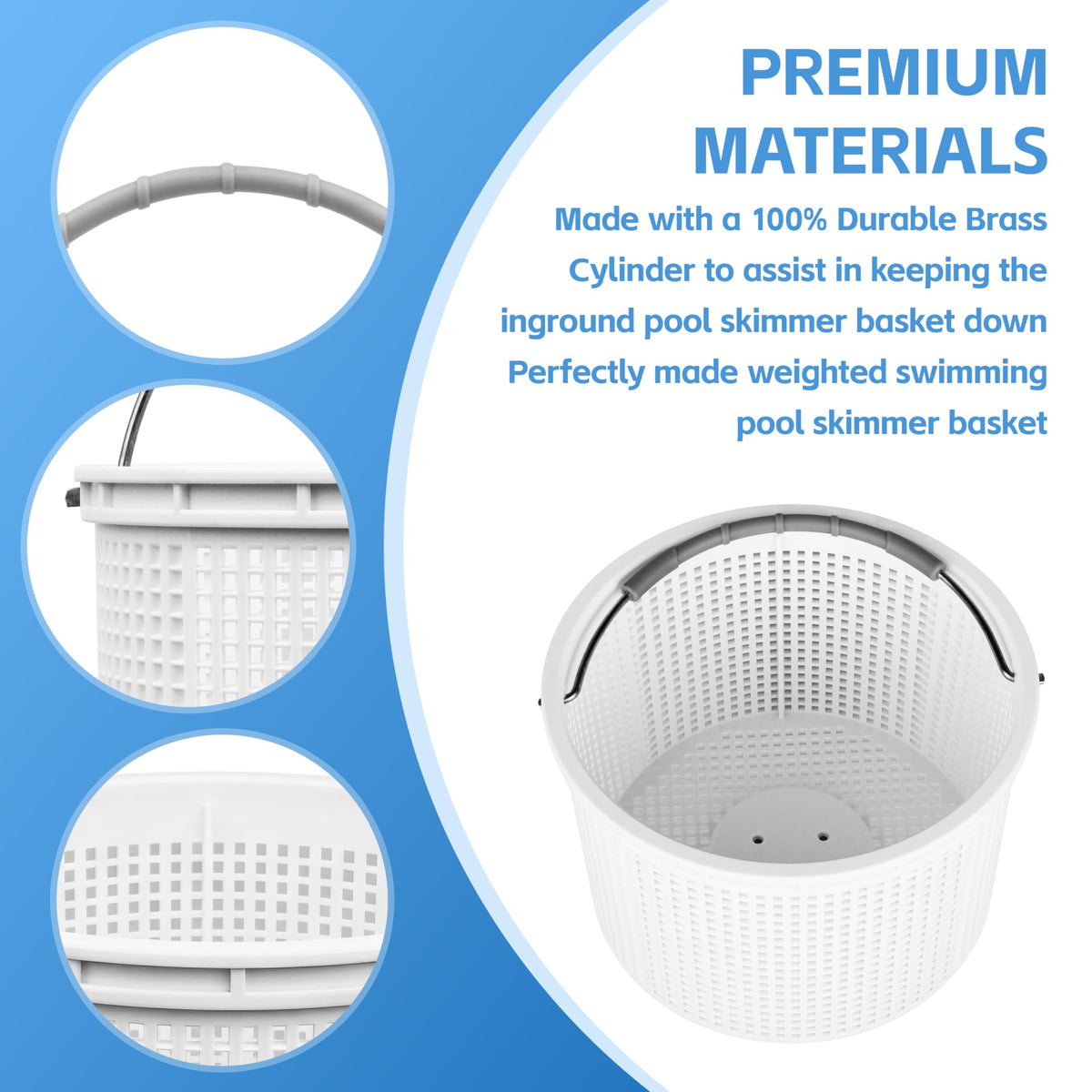 GPWXYYY basket shows stainless steel handle with rubber grip for easy removal