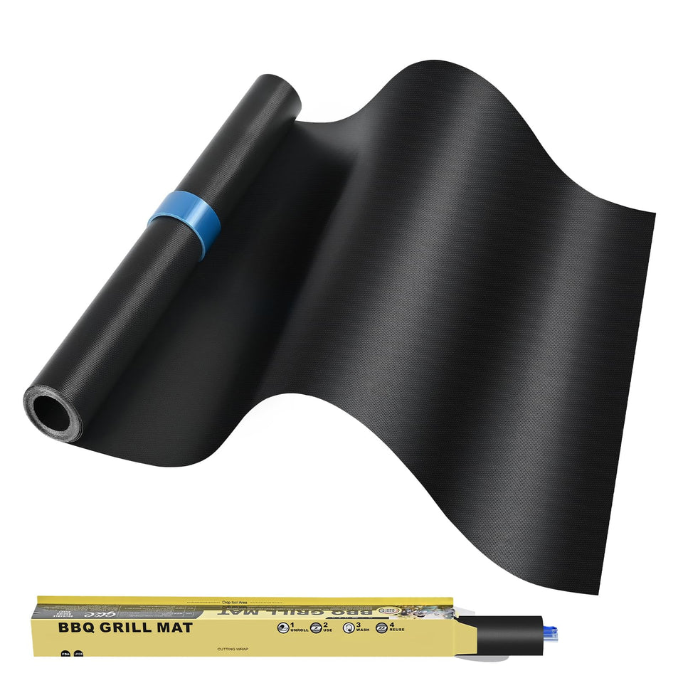 GQC grill mats cut to size, roll fits any grill for mess-free cooking.