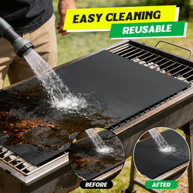 GQC grill mats dishwasher safe for quick cleanup after backyard barbecues.