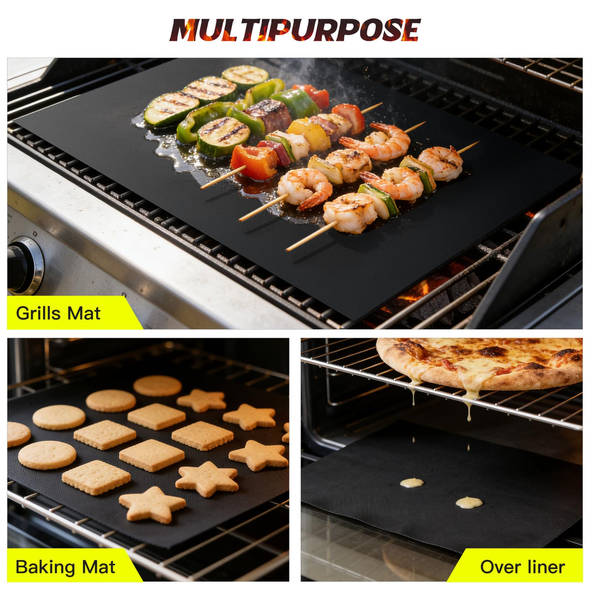 GQC grill mats heat resistant design withstands short high-heat sessions.