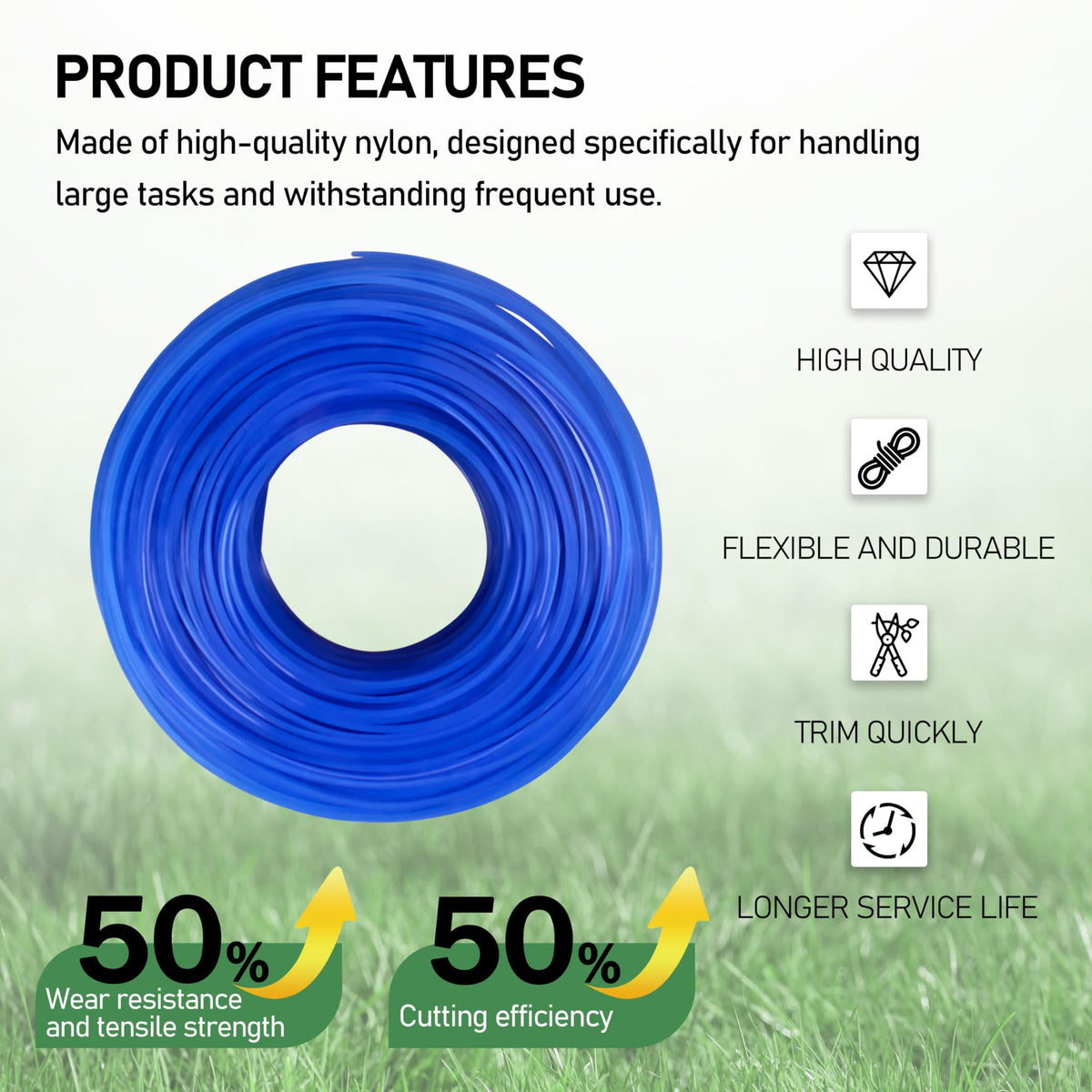 Dewalt-compatible GQNDGN trimmer line in blue
