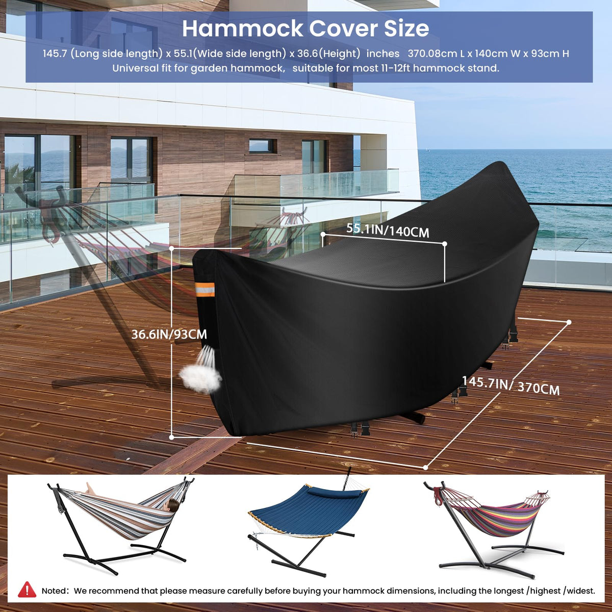 GRABADO Hammock Cover elastic rope eases setup and minimizes water pooling