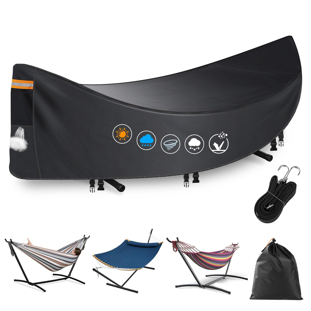 GRABADO Hammock Cover front view shows rugged waterproof protection for outdoor rests