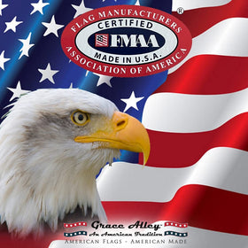 Grace Alley American Flag 3x5 fabric detail highlights fade-resistant weave.