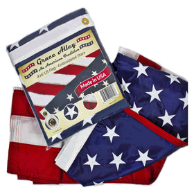Grace Alley American flag with embroidered stars for durable outdoor display.