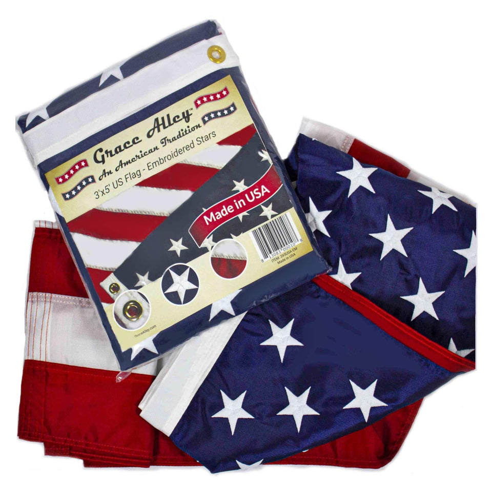 Grace Alley American Flag with embroidered stars for durable patriotic display