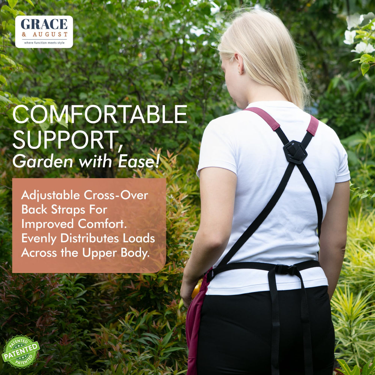 Grace and August durable canvas with double stitching for daily garden use.