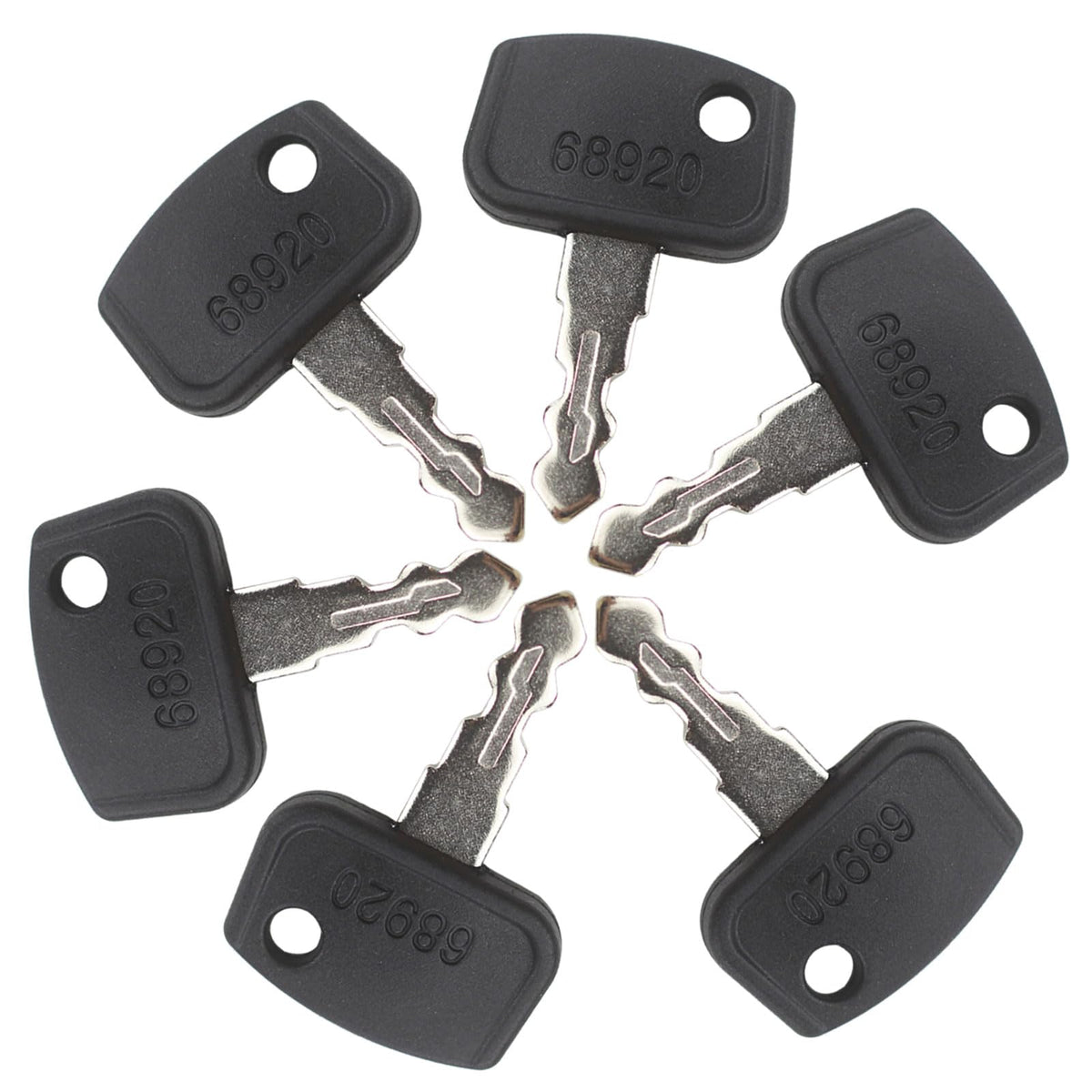 Gradora 68920 ignition keys close-up marked for quick identification.