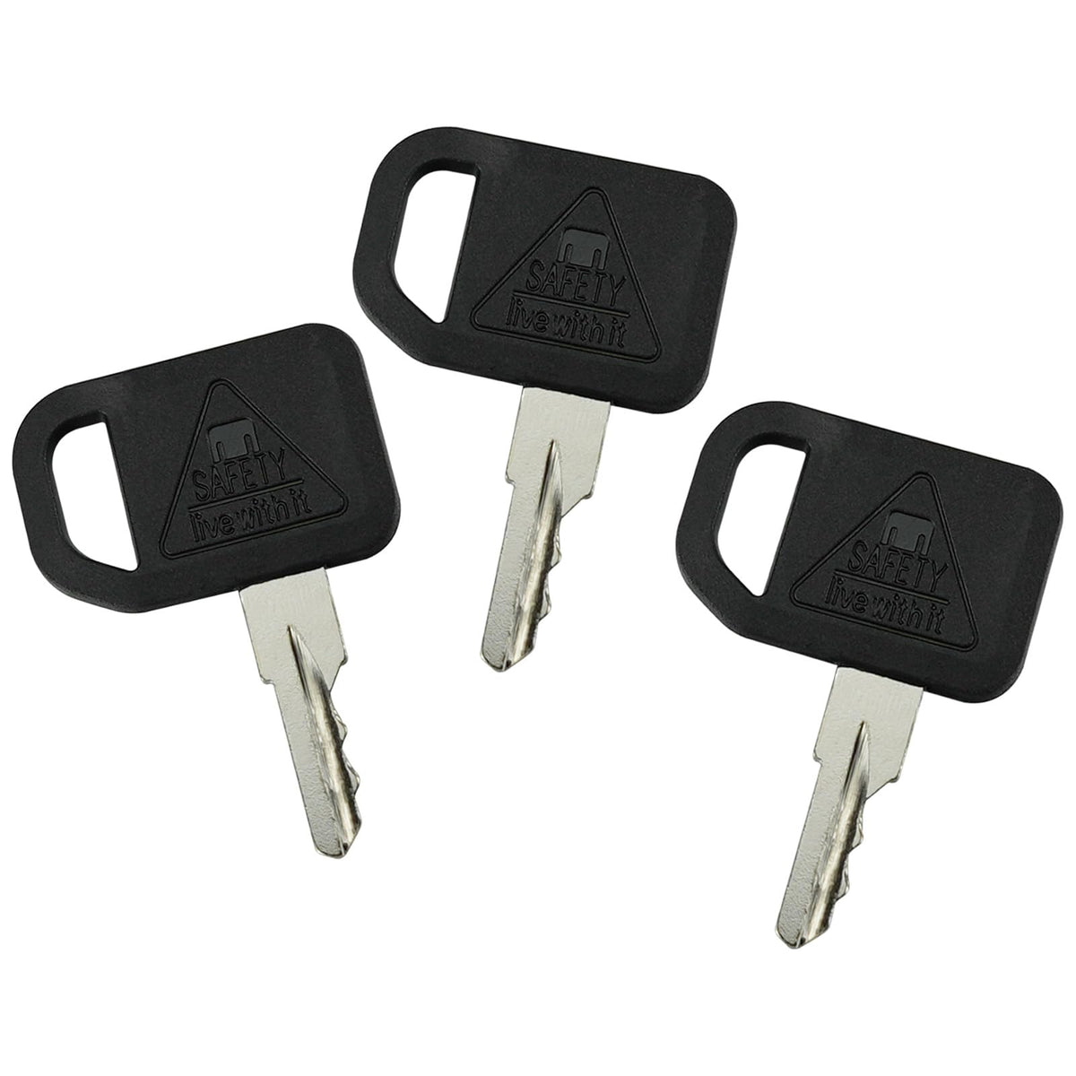 Gradora six-piece key set for on-site ignition replacements during mowing.