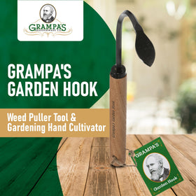Grampa's Garden Hook curved-head digger loosens soil in tight beds.