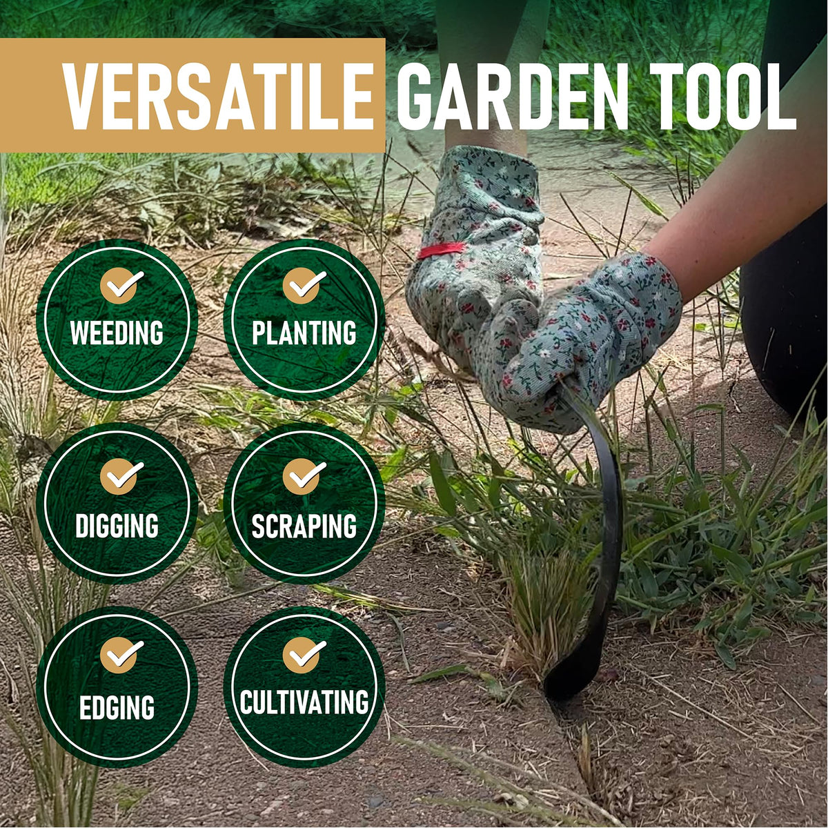 Grampa's Garden Hook edging tool clean borders with minimal effort.
