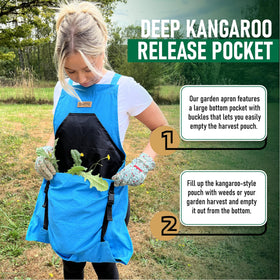 Grampa's Weeder cross-back straps provide comfortable, balanced support.