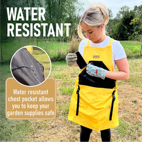 Grampa's Weeder chest pocket waterproof view keeps phones and gadgets safe in wet conditions.