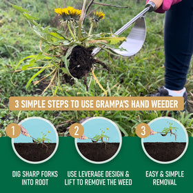 Grampa's Weeder compact and lightweight for easy yard carry.