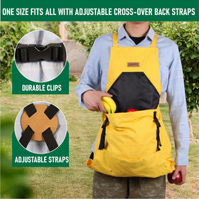 Grampa's Weeder cross-back straps adjustable view distributes weight for comfortable all-day wear.