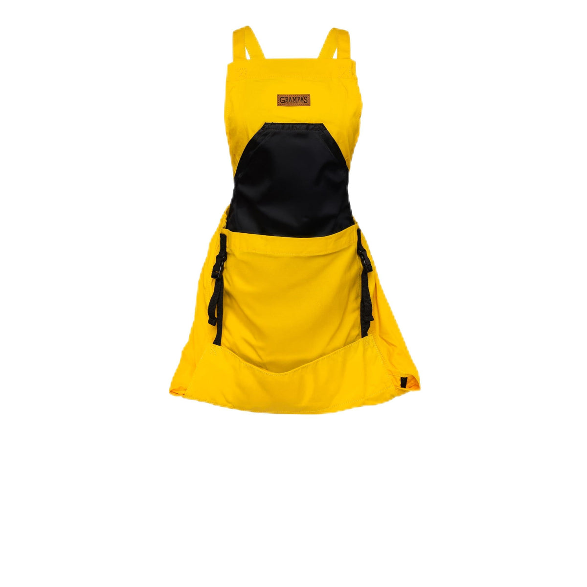 Grampa's Weeder garden apron front view shows durable cotton canvas for everyday gardening.