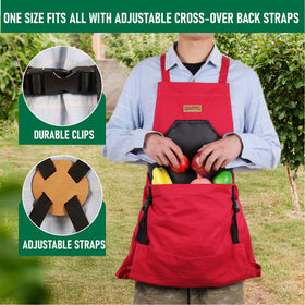 Grampa's Weeder multi-use garden apron supports harvesting, weeding, and planting.
