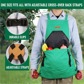 Grampa's Weeder apron in garden use during planting and weeding.