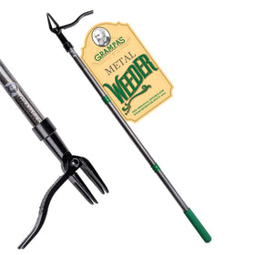 Grampa's Weeder stand-up design for easier weed removal without bending