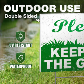 Granatan front view keep-off-grass sign helps pedestrians notice quickly.