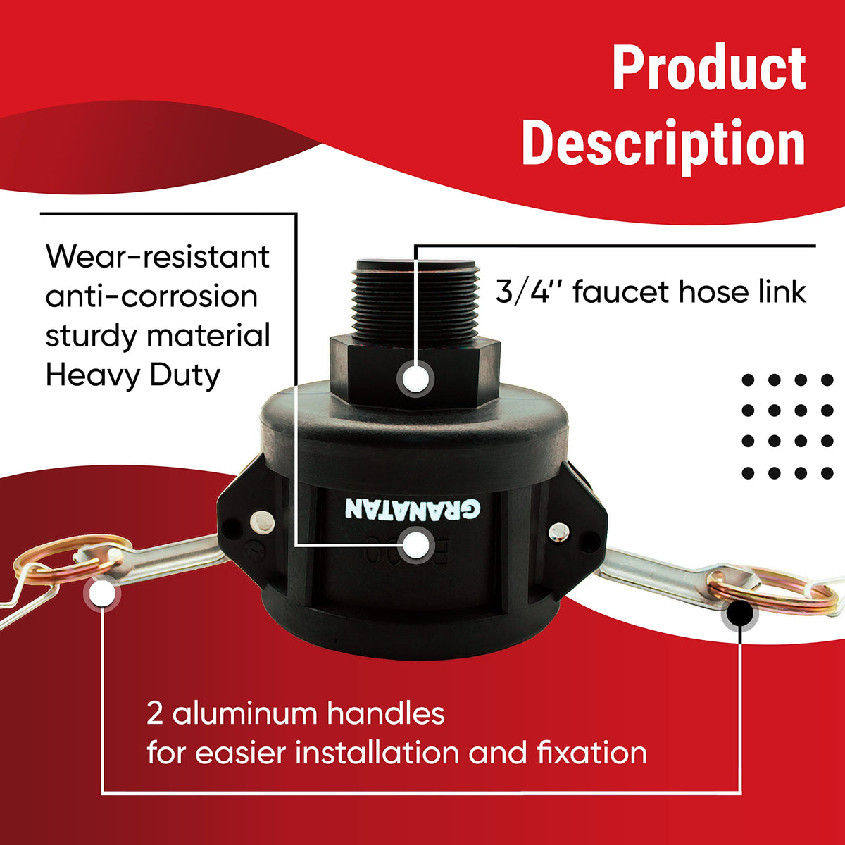 Granatan IBC tote adapter with dimensions for precise fit on 275 and 330 gal totes.
