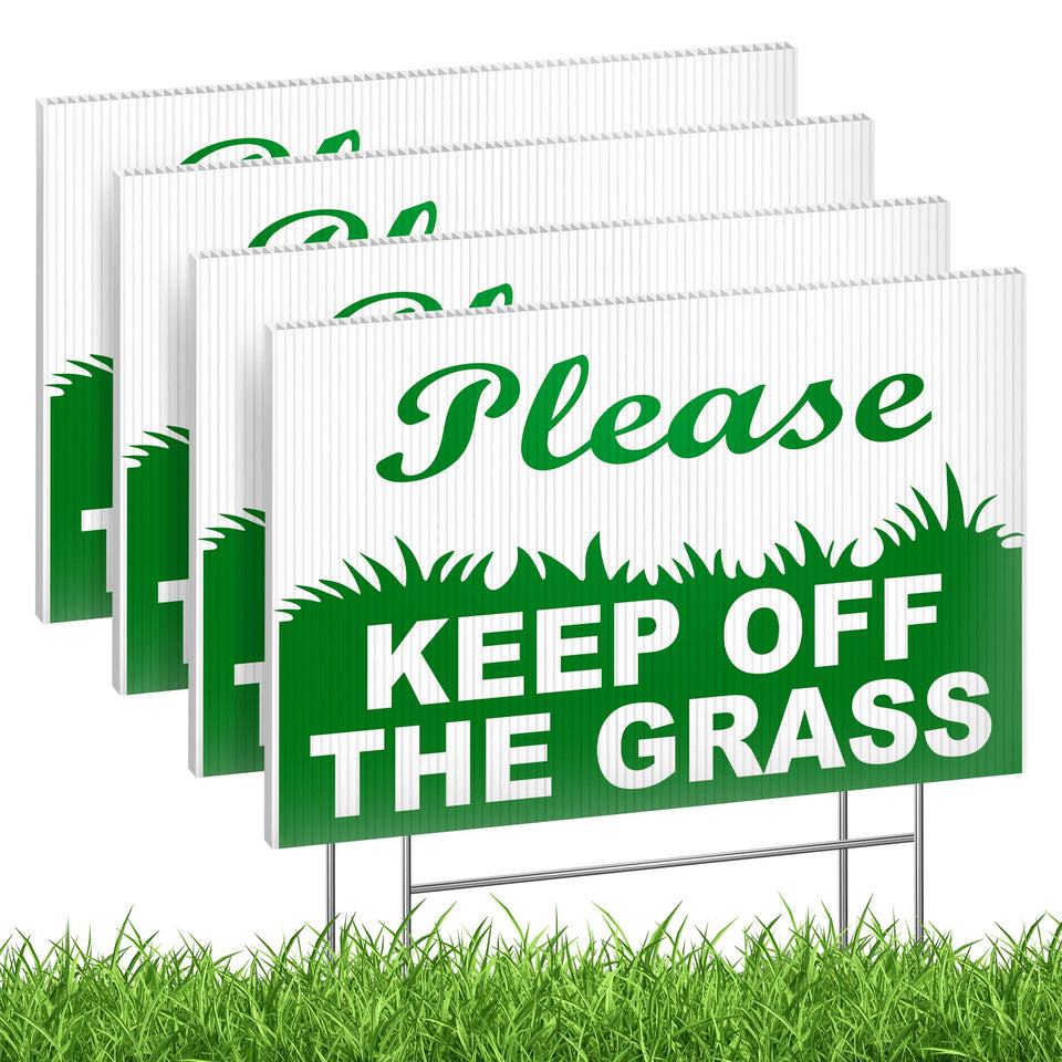 Granatan keep-off-grass sign 6x9 double-sided on lawn for clear boundary notification.