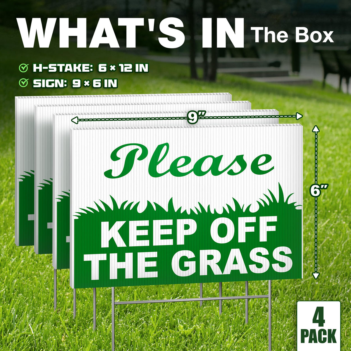Granatan keep-off-grass sign with H-stake for easy ground placement.