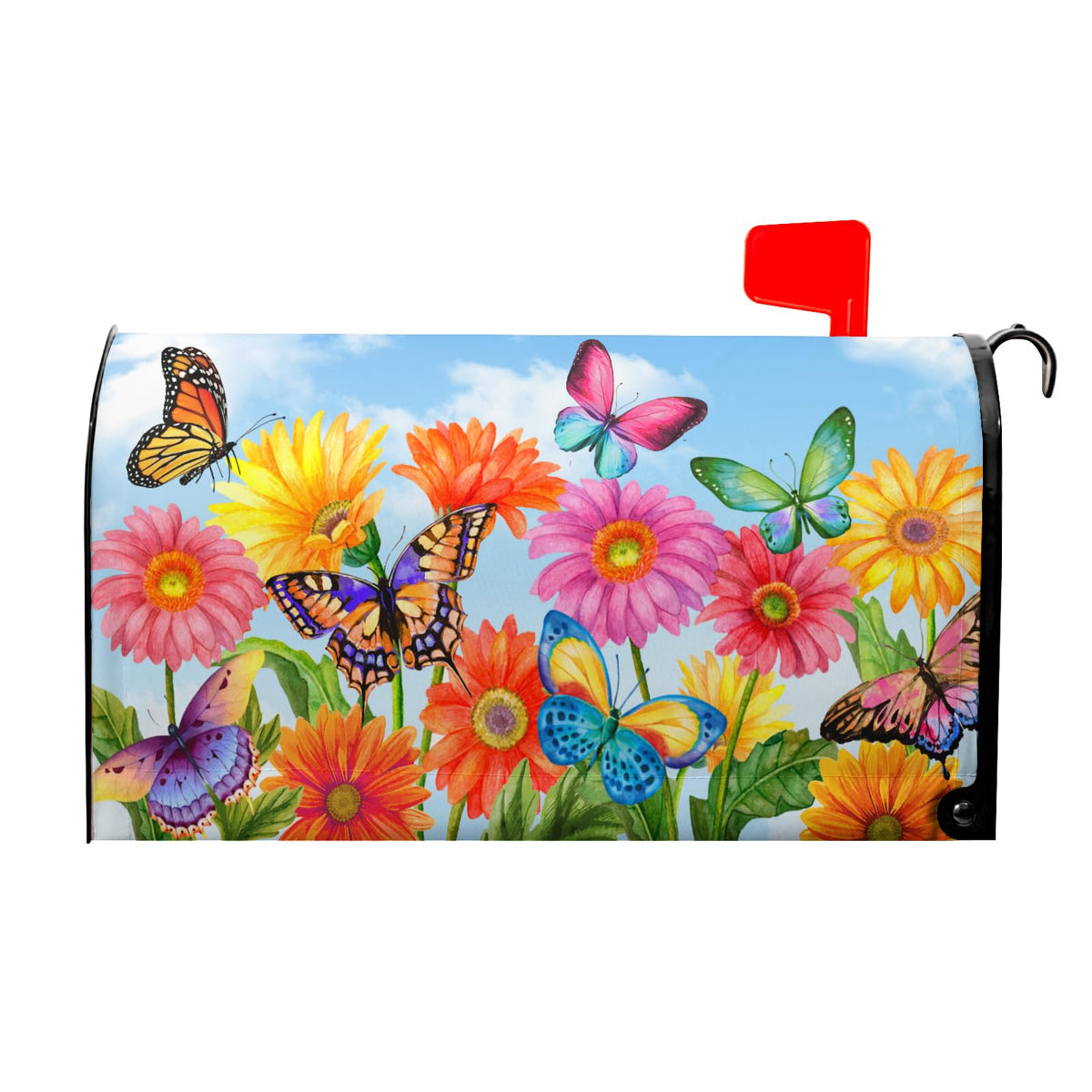 Granbey Spring Flower mailbox cover with left-side hole and magnetic fit enhancing curb appeal.