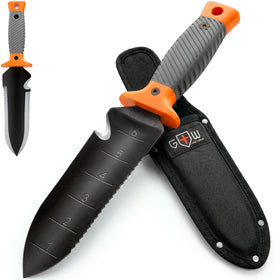 Grand Way Hori Hori Knife 7-inch with sheath for versatile digging and planting.