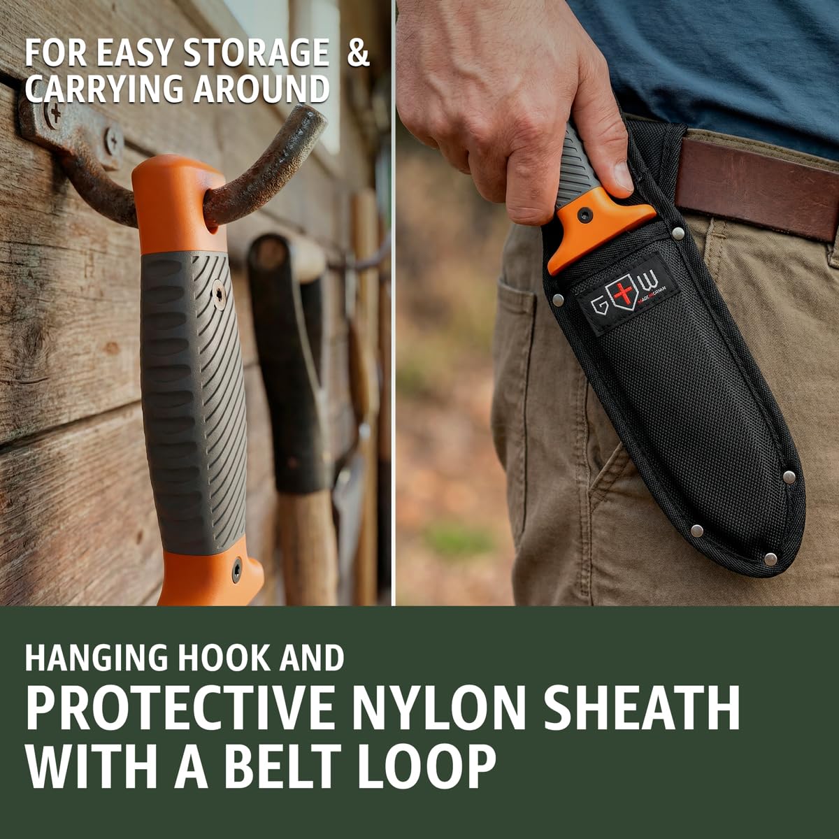 Grand Way Hori Hori Knife in-use for quick digging and transplanting.