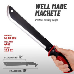 Grand Way machete with rubber grip handle for secure comfort during use.