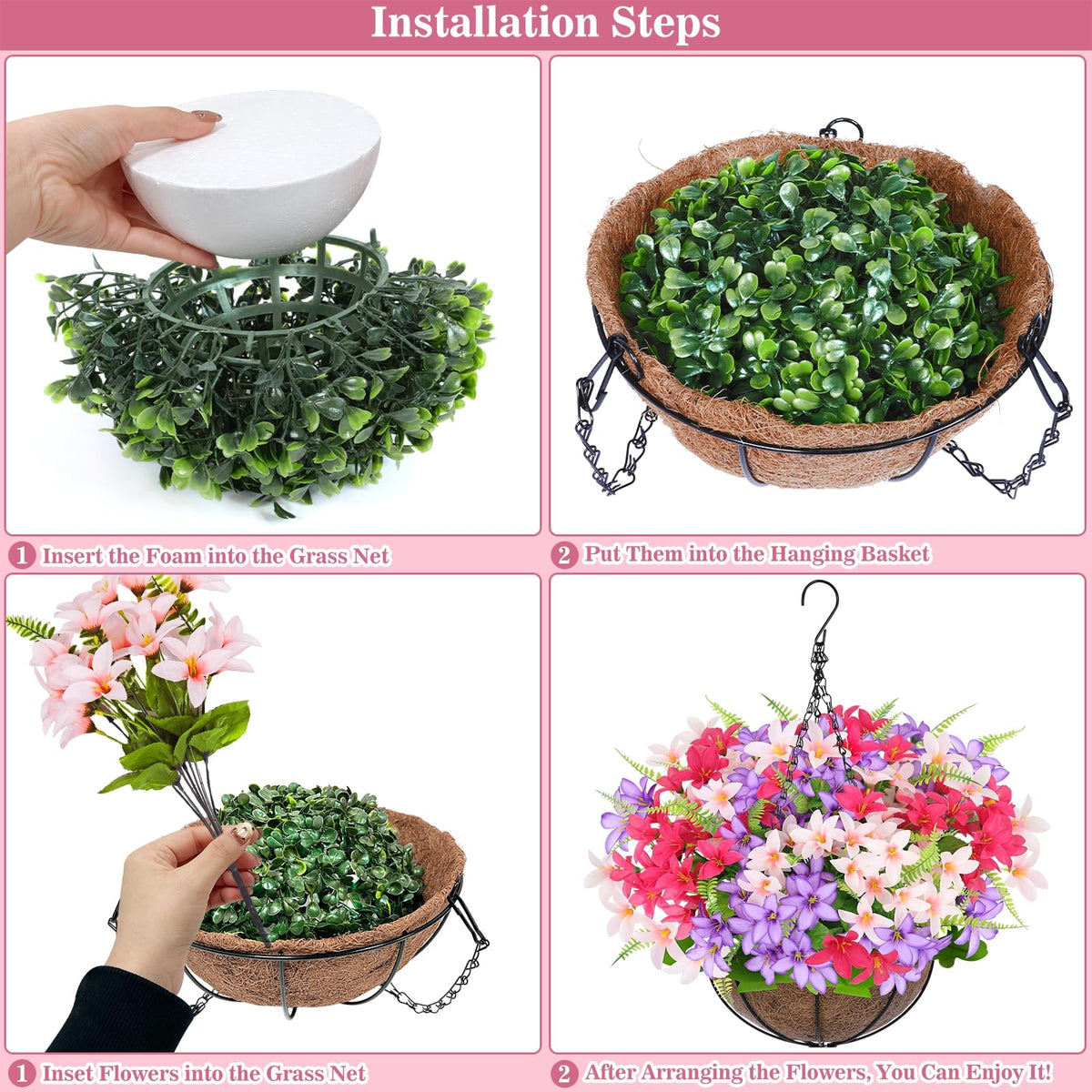 Grandeal year-round hanging flower display adds color with no upkeep.