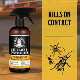 Grandpa Gus's bug spray in action spraying a surface to target insects