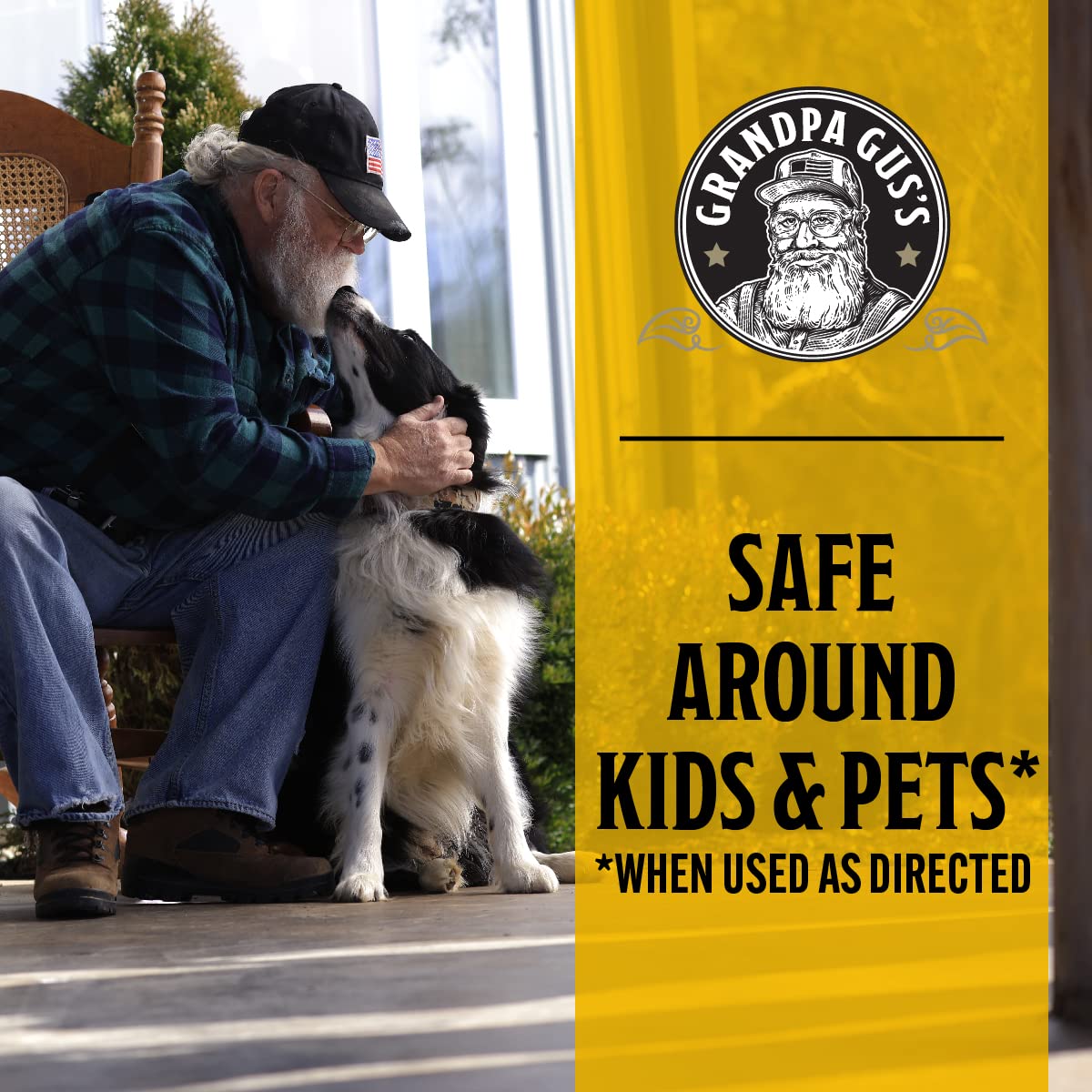 Grandpa Gus's bug spray provides indoor-outdoor coverage around entry points