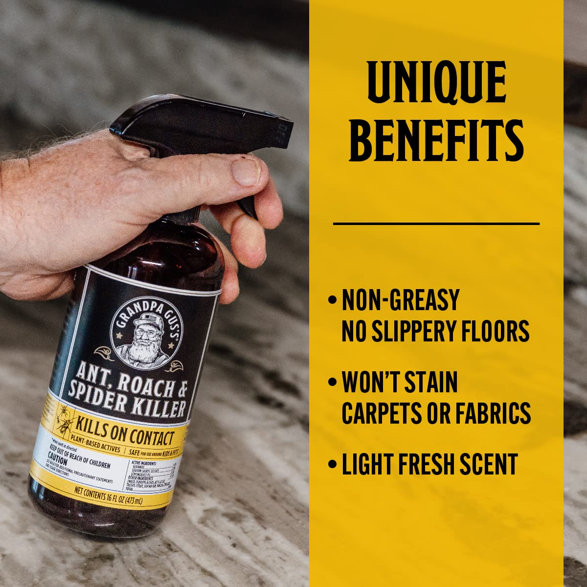 Grandpa Gus's bug spray used in a kid-safe, pet-friendly room