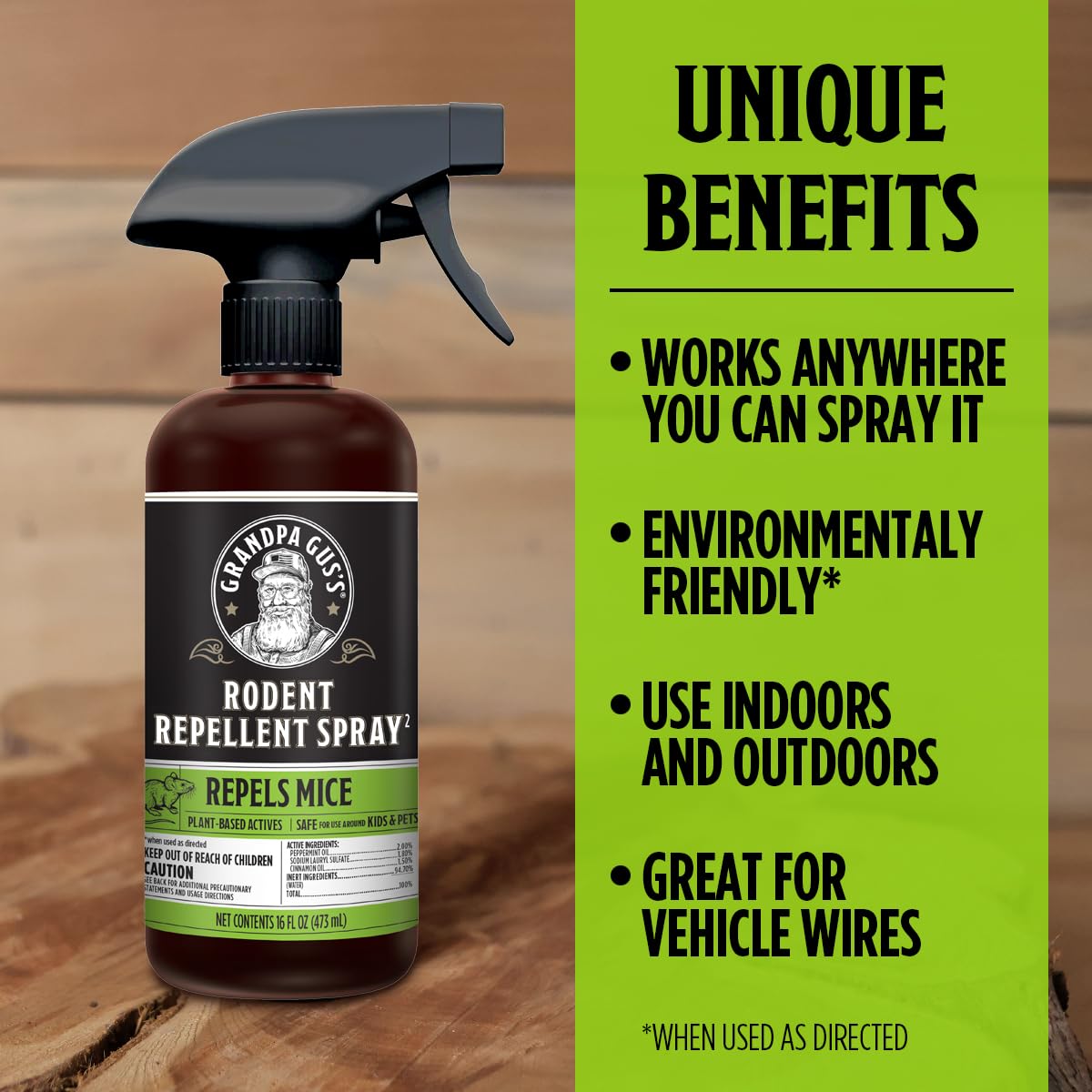 Grandpa Gus's Rodent Repellent Spray applied on wiring to deter damage.