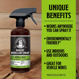 Grandpa Gus's Rodent Repellent Spray applied on wiring to deter damage.