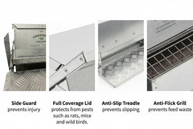 Grandpa's Feeders anti-flick grill reducing feed waste