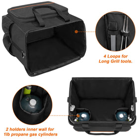 GRAOSO bag open with grill access, quick setup for outdoor cooking