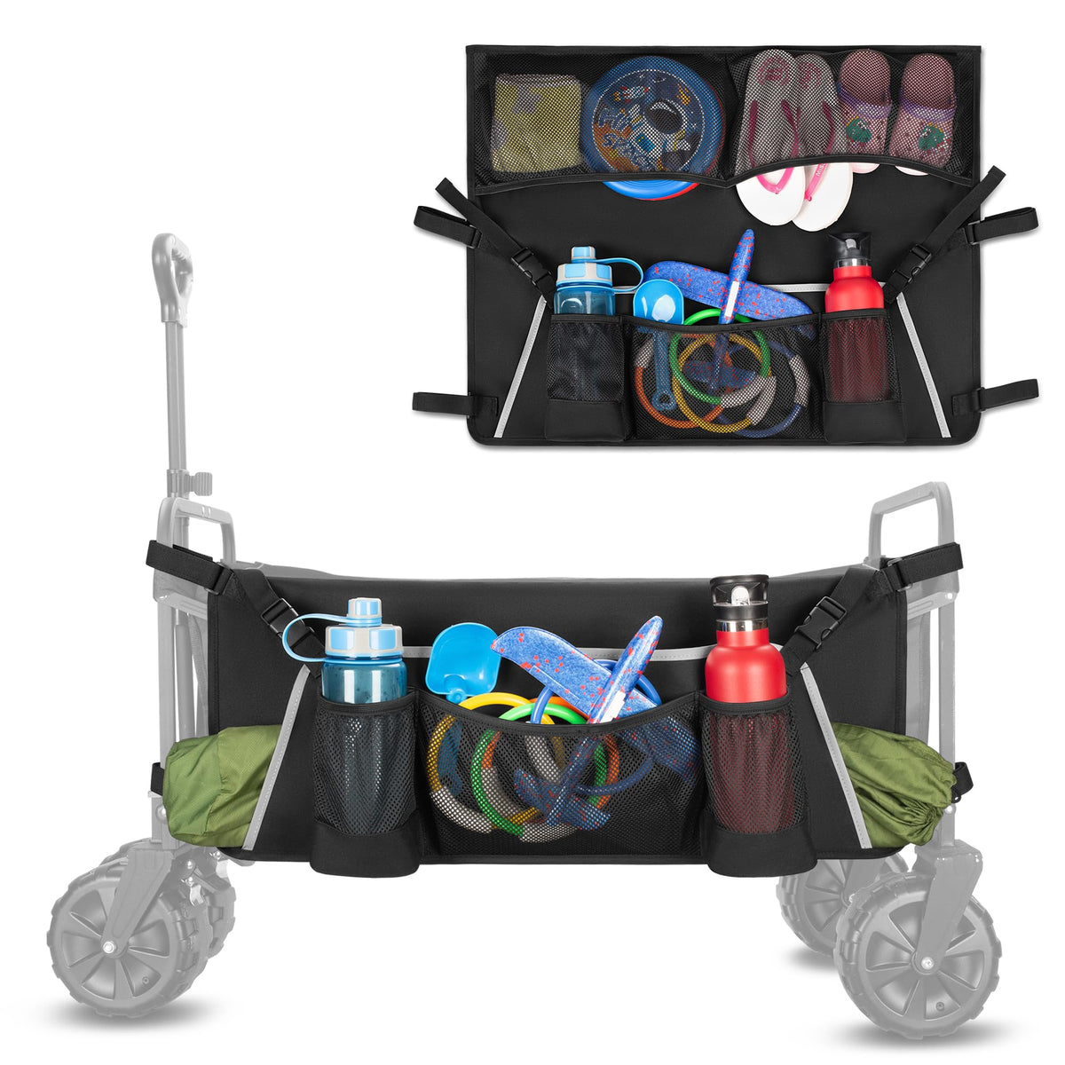 GRAOSO collapsible wagon side pocket adds extra storage on outdoor carts.