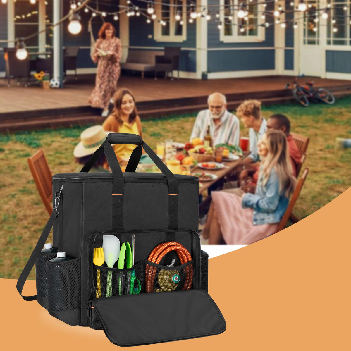 GRAOSO outdoor grilling bag in action, keeping essentials organized during trips