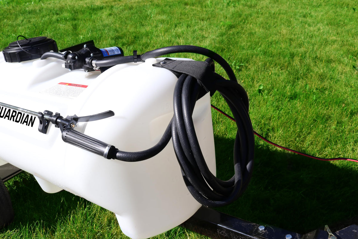 Grass Guardian 7-foot broadcast boom ready for even lawn application.