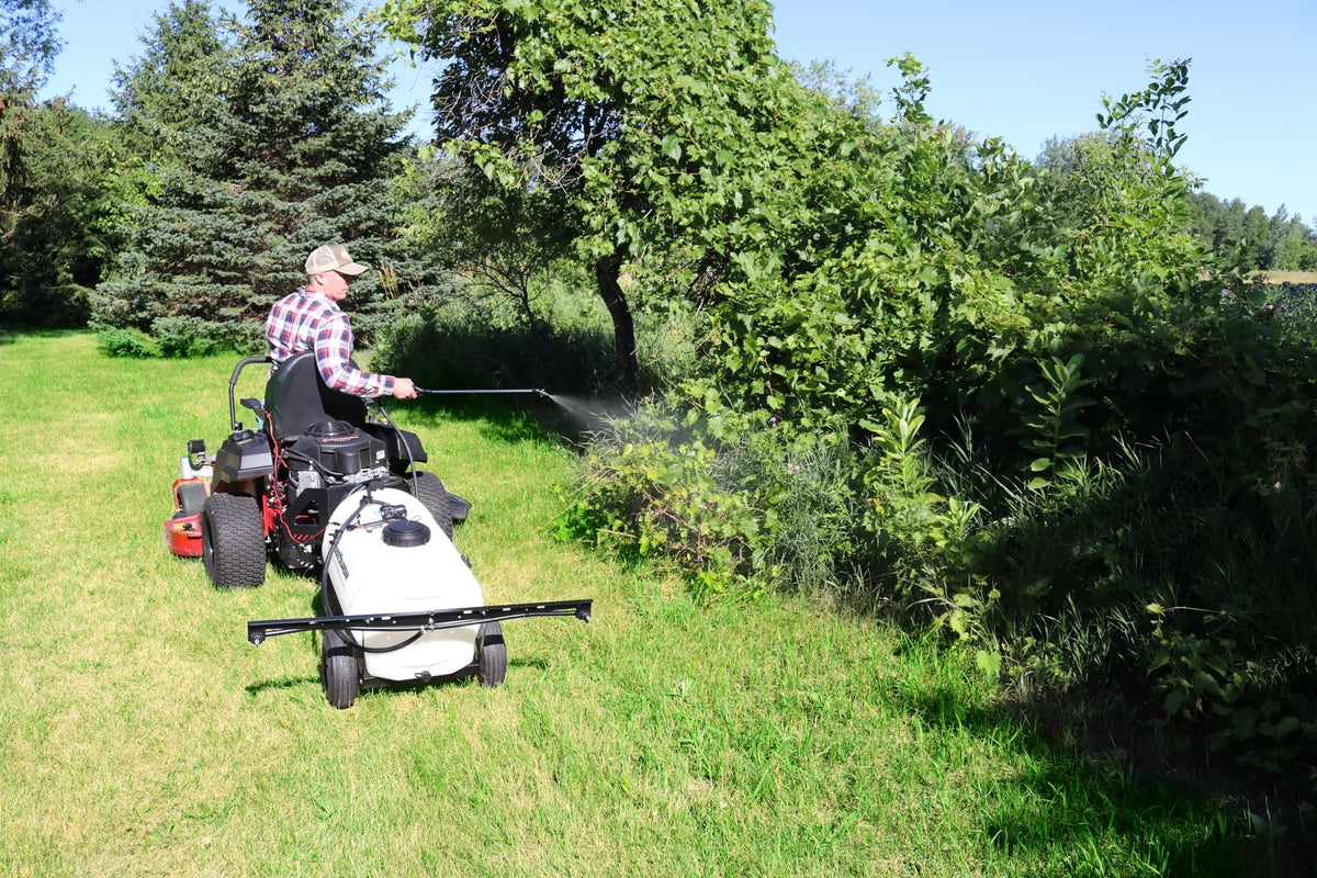 Grass Guardian hose with organizing strap keeps setup tidy.