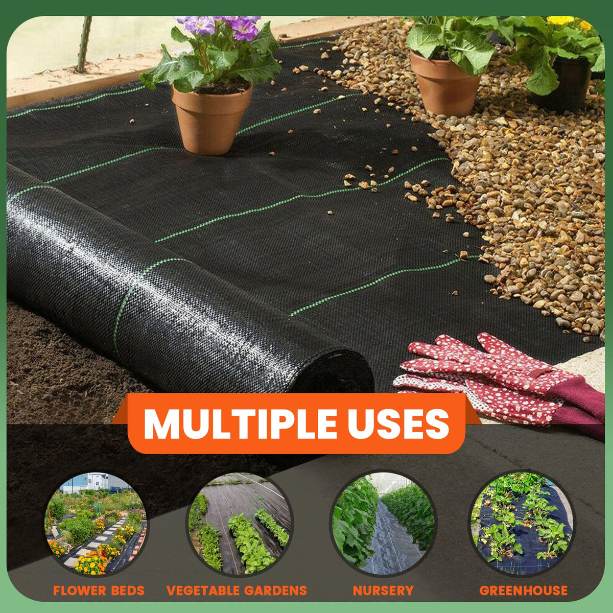 GRASSCLUB weed barrier reduces maintenance in flower beds.