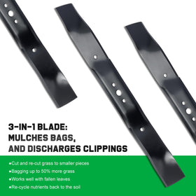 Grasscool 21-inch blade edge close-up highlighting precise mulching action.
