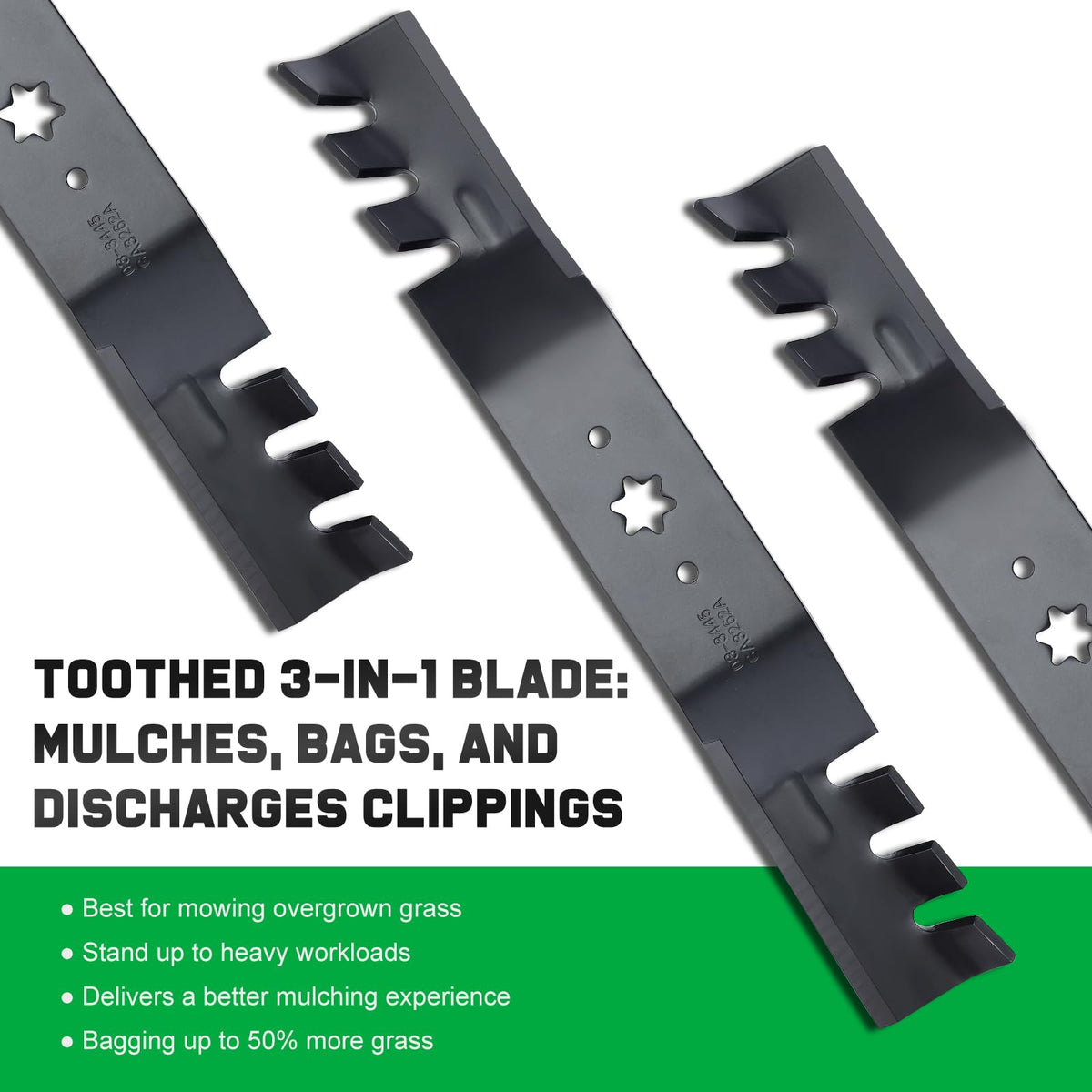 Grasscool 2-in-1 blade offers bagging or side discharge options.
