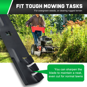 Grasscool 2-in-1 mulching blade design for bagging and side discharge