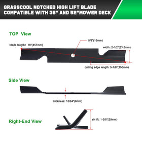 Grasscool 482878 painted edge protects blade during handling and installation.